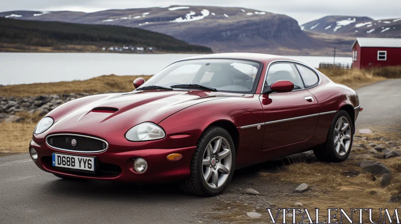 Captivating Red Sports Car in Scottish Landscapes | Y2K Aesthetic AI Image