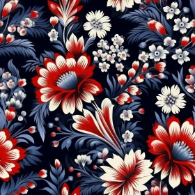 Dark Blue Floral Seamless Pattern