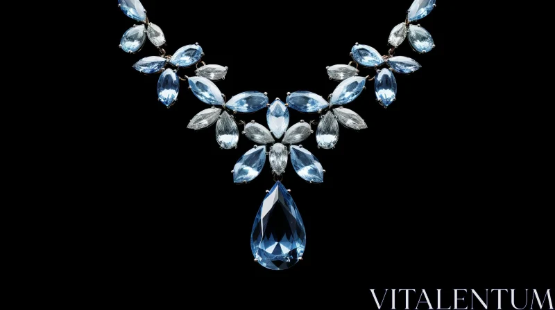 AI ART Elegant Blue and White Crystal Necklace - Floral Design
