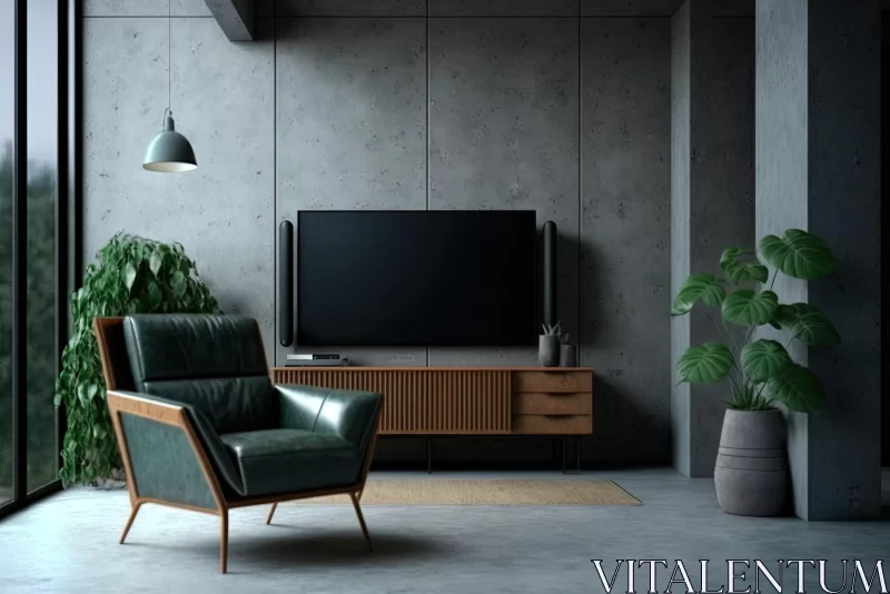 Elegant Living Room with Green Chair and Nature Accents