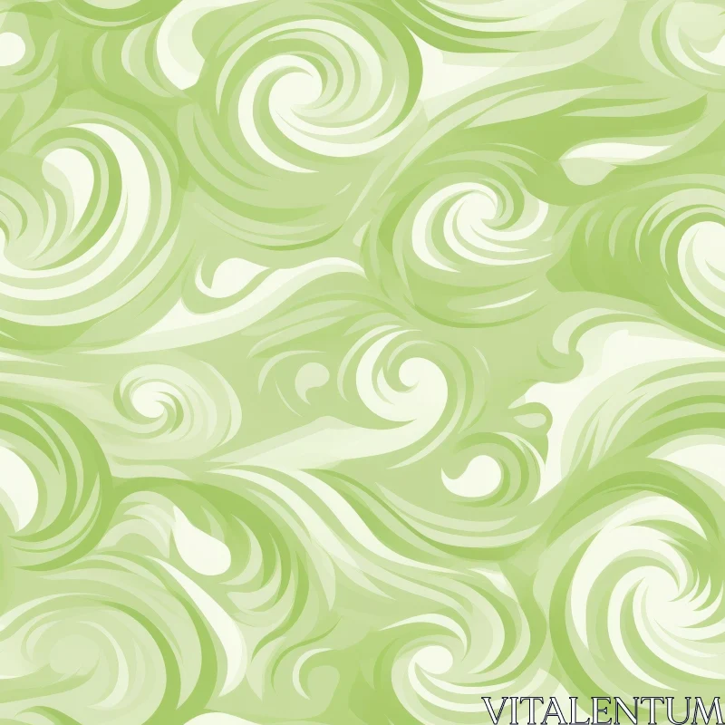 Green and White Swirls Seamless Pattern AI Image