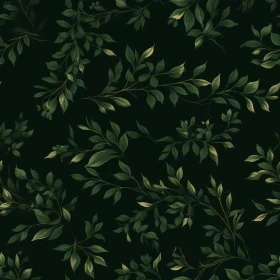 Green Leaves Pattern on Dark Background