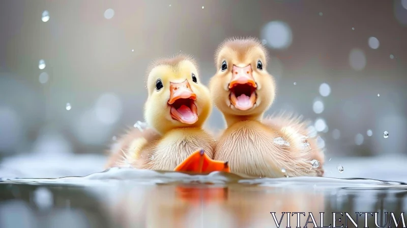 AI ART Happy Ducklings Swimming in Clear Water
