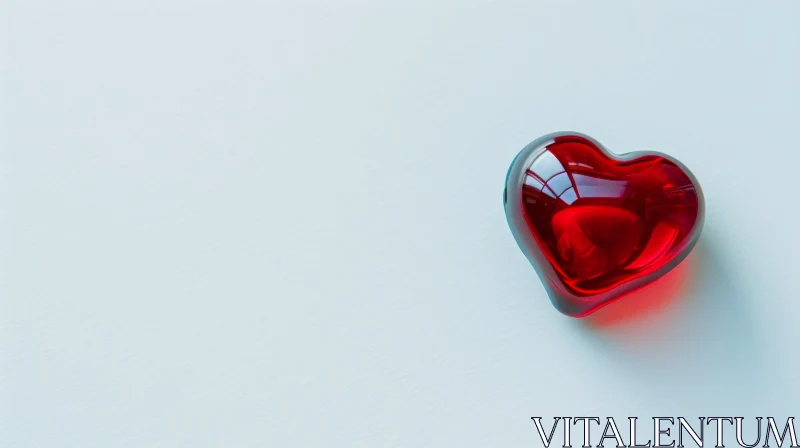 Red Glass Heart on White Background AI Image