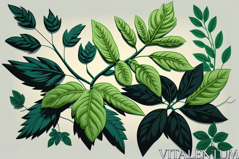 AI ART Tropical Leaves Vector Art Collection Illustration | Green Academia