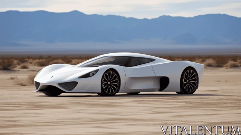White Sports Car in the Desert: Bold and Graceful Design AI Image