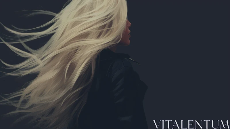 Young Woman Portrait in Black Leather Jacket