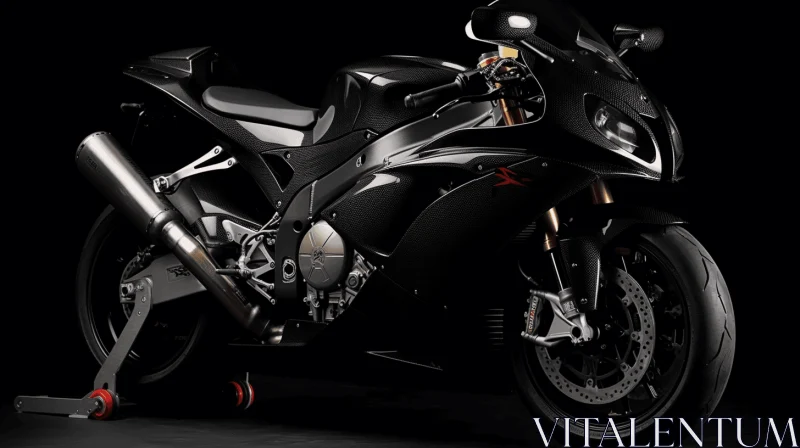 Black Motorcycle on Black Background - Bold Chromaticity AI Image