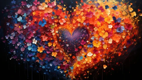 Colorful Heart of Flowers - Floral Art