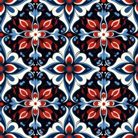 Dark Blue Floral Tile Pattern for Design Projects