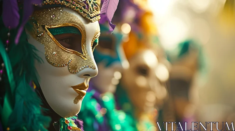 Exquisite Venetian Carnival Mask - Intricate Details and Vibrant Colors AI Image