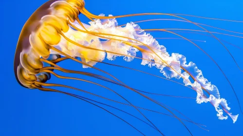 Graceful Jellyfish in Aquarium - Bell-shaped Body and Trailing Tentacles