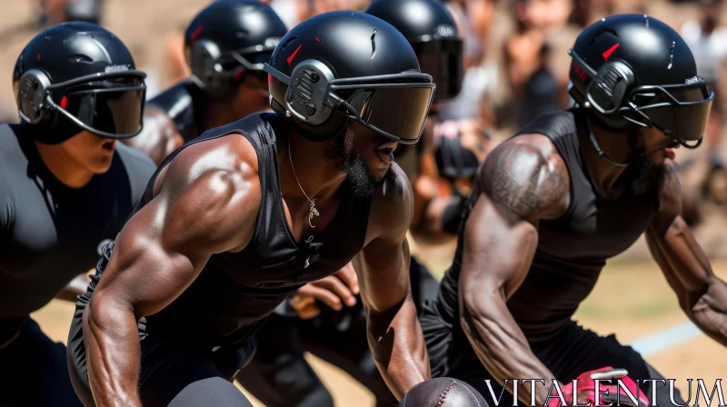 Intense American Football Players Ready for Action AI Image