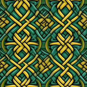 Intricate Celtic Knots Pattern in Green and Yellow