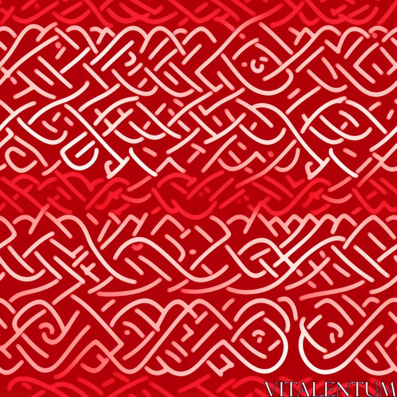 Intricate Celtic Knotwork Pattern on Red Background AI Image