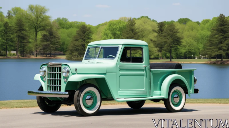 Old Green Pickup Truck: A Pop Culture-infused Masterpiece AI Image