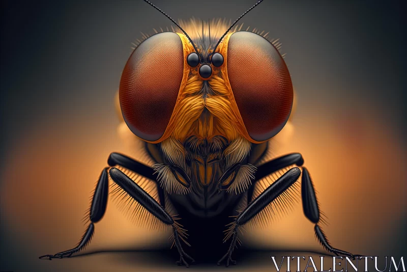 Realistic Drawing of an Insect on Dark Background | Beige and Orange Tones AI Image