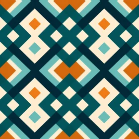 Retro Geometric Moroccan Pattern in Blue, Green, and Orange