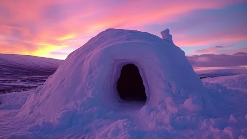 Snow-Covered Igloo in a Stunning Winter Landscape