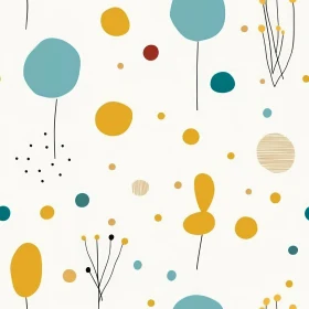 Abstract Organic Shapes Pattern in Mustard Yellow and Blue