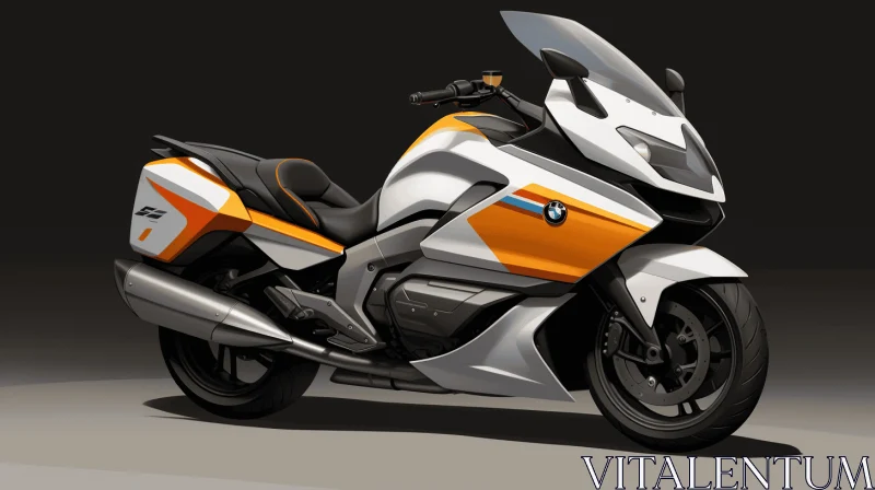 BMW K Series Coupe Motorcycle: Digital Painting in Dark Yellow and Light Cyan AI Image