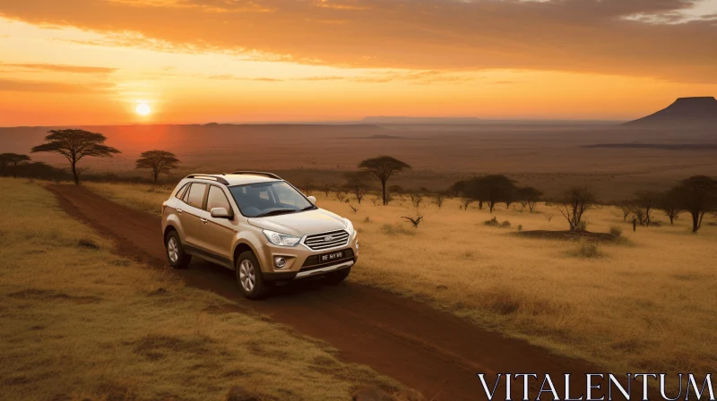 Captivating SUV on a Dirt Road at Sunset | Fusion of East and West AI Image