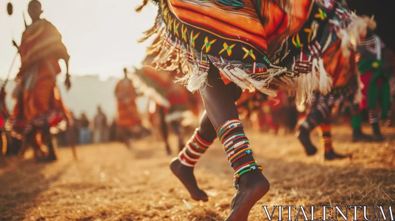 Enchanting African Dance: Traditional Dancers in Circle Formation AI Image