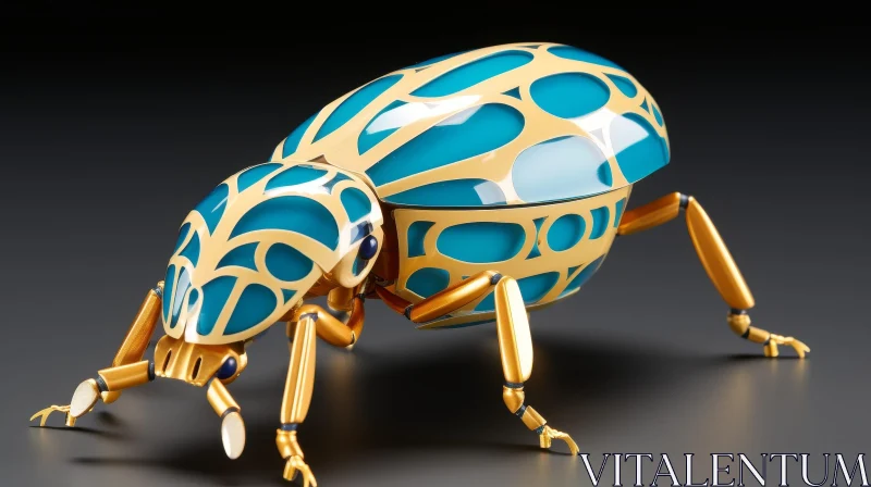 AI ART Golden and Blue Beetle 3D Rendering