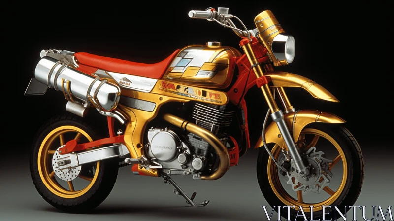 Gorgeous Gold Motorcycle on Black Background | Japanese Influence | 1980s AI Image