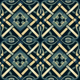 Intricate Geometric Seamless Pattern in Blue and Yellow