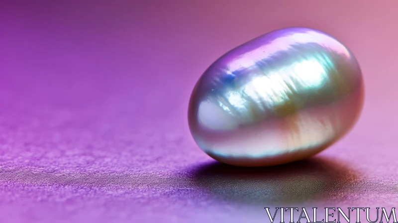 Iridescent Pearl on Purple Background AI Image