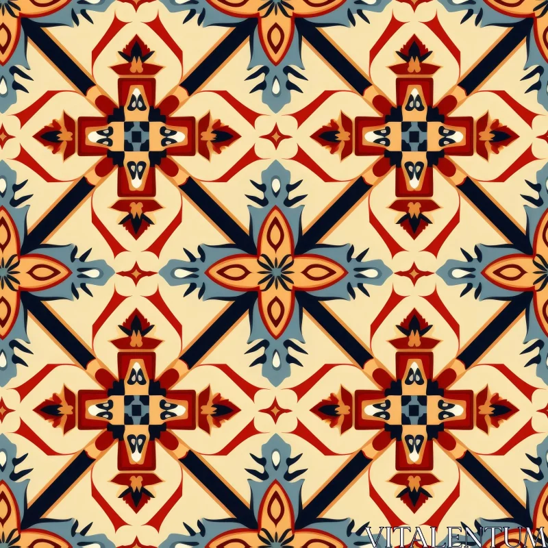 AI ART Moroccan Tiles Seamless Pattern - Colorful Geometric Design