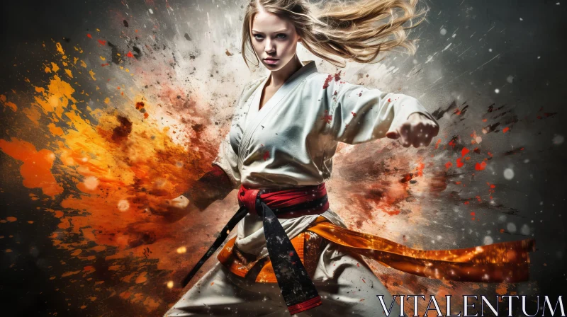 Powerful Karate Woman in Action AI Image