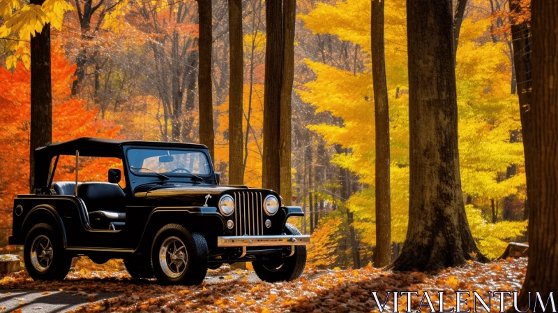 Vintage Jeep in Autumn Forest | Captivating 8K Resolution Image AI Image