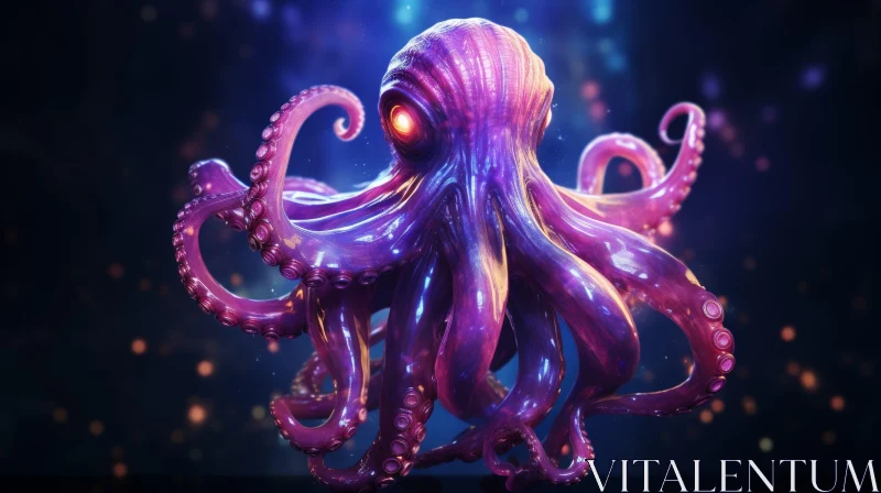 Detailed 3D Rendering of a Purple Octopus AI Image