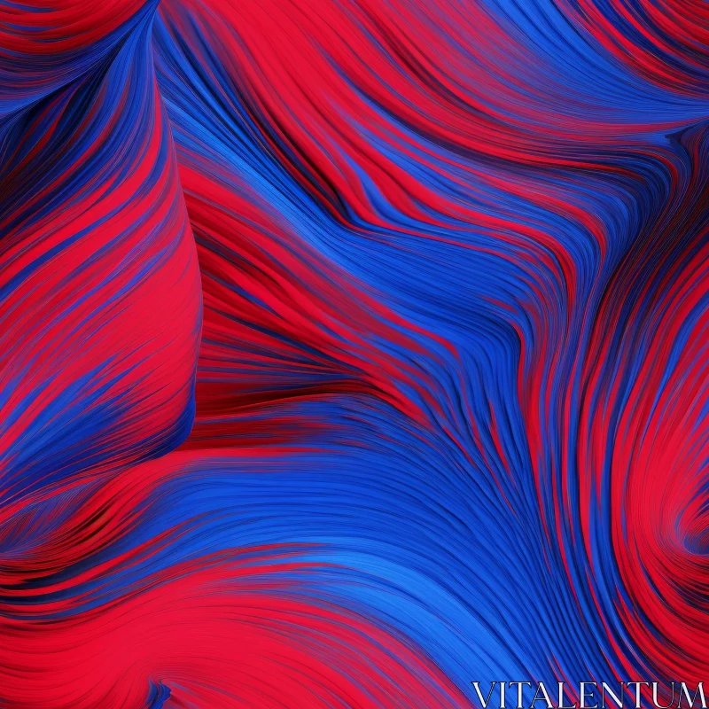 Elegant Abstract Painting with Red and Blue Palette AI Image