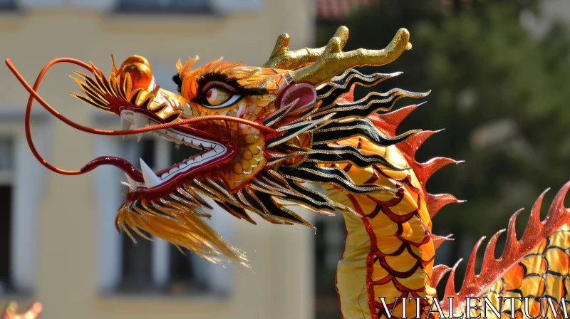 Intricate Chinese Dragon Puppet: Vibrant Colors and Exquisite Details AI Image