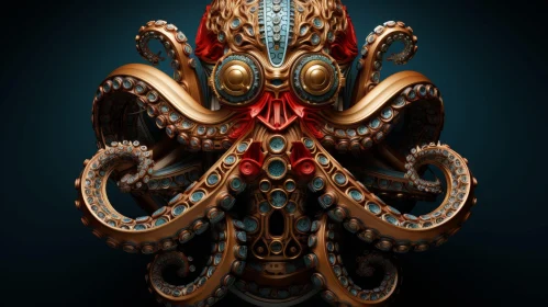 Steampunk Octopus 3D Rendering