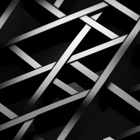Black and White Abstract Lines - 3D Composition