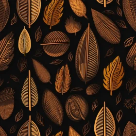 Brown and Orange Hand-Drawn Leaves Pattern