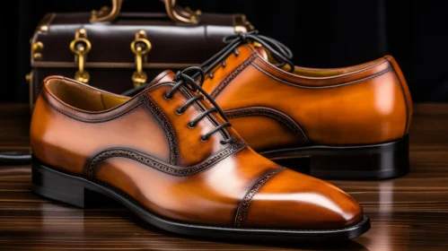 Brown Leather Shoes on Wooden Table