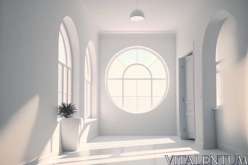 Captivating Empty Hallway with Arched Windows | Scandinavian Design AI Image