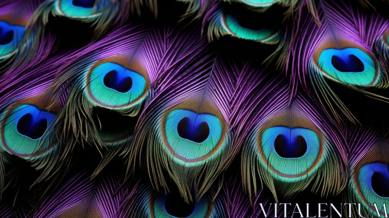 Exquisite Peacock Feathers Close-Up AI Image