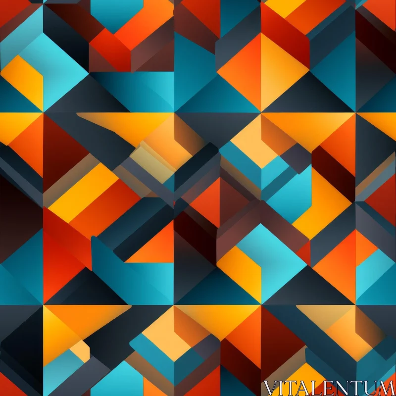 Modern Geometric Pattern in Blue, Orange, Yellow AI Image