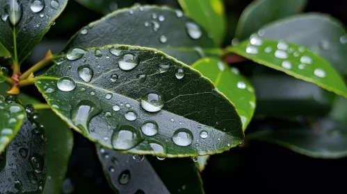 Raindrops on Green Leaf - Nature Macro Photography