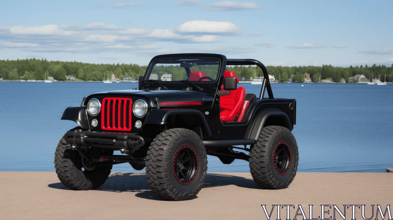 Black Jeep with Red Trim: Contemporary Re-Creations Inspired by Marine Biology AI Image