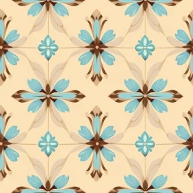 Blue and Brown Floral Tiles Pattern