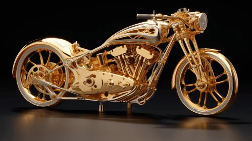 Captivating Gold Motorcycle Artwork on Black Background