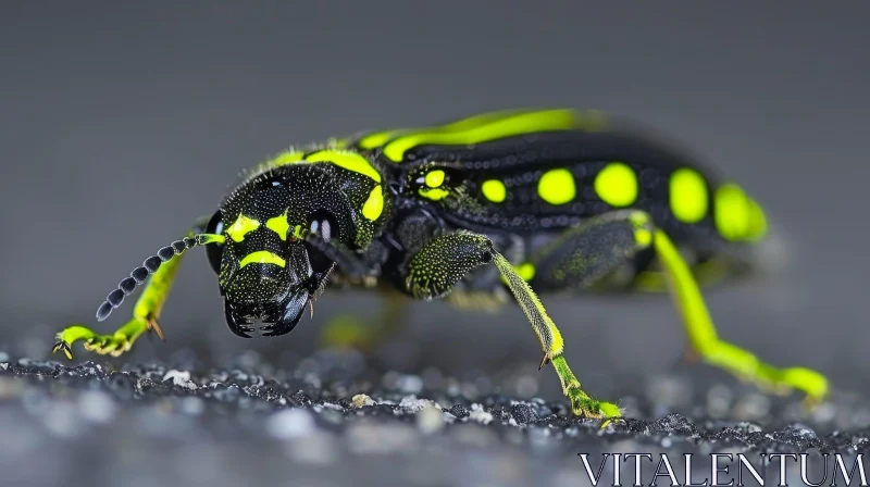 AI ART Close-up Black and Yellow Bug Photo