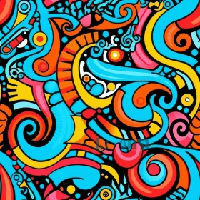 Colorful Abstract Painting with Intricate Patterns